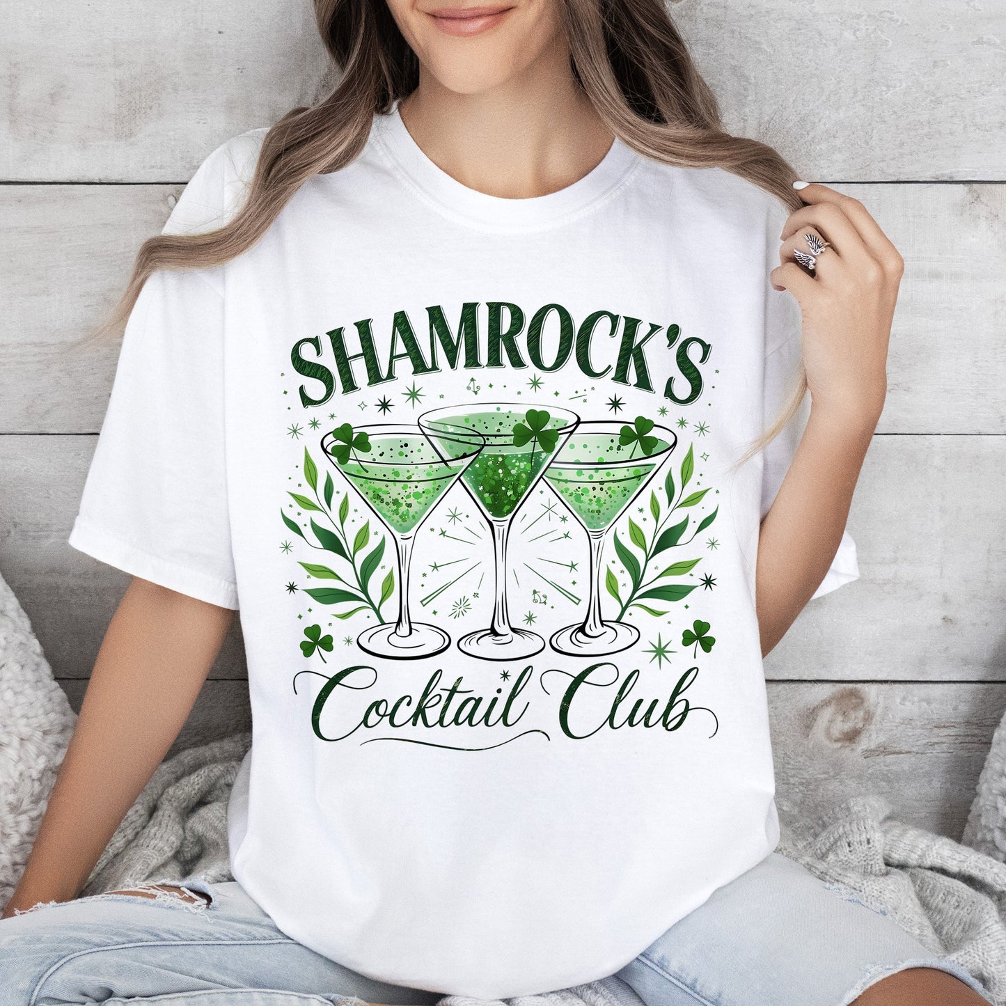 Shamrock's Cocktail Club, St Patrick's Day, Shamrock, Clover, Lucky, Leprechaun Tshirt Comfort Colors T-Shirt