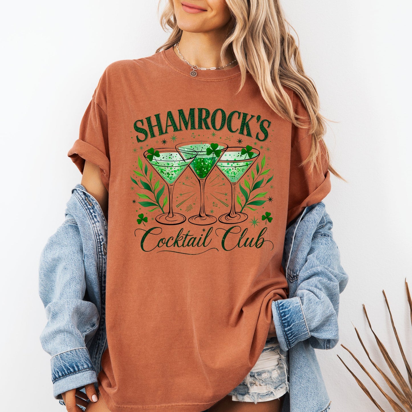 Shamrock's Cocktail Club, St Patrick's Day, Shamrock, Clover, Lucky, Leprechaun Tshirt Comfort Colors T-Shirt