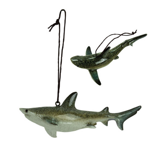 Shark Ornament – Coastal Resin Décor (4.5"L x 2.5"W)