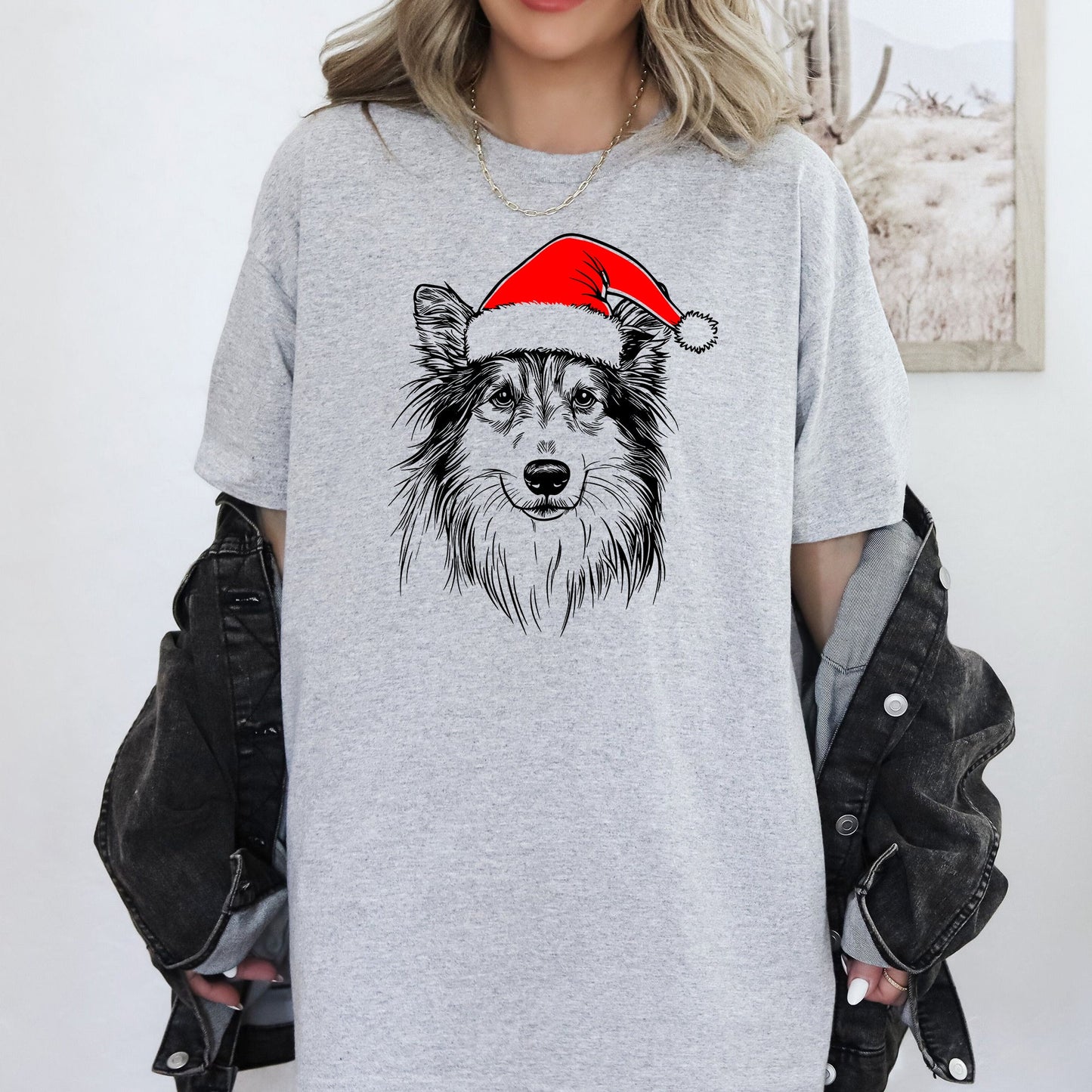 Sheltie, Shetland Sheepdog, Santa, Dog, Christmas, Dog Lover, Pet T-Shirt Comfort Colors T-Shirt