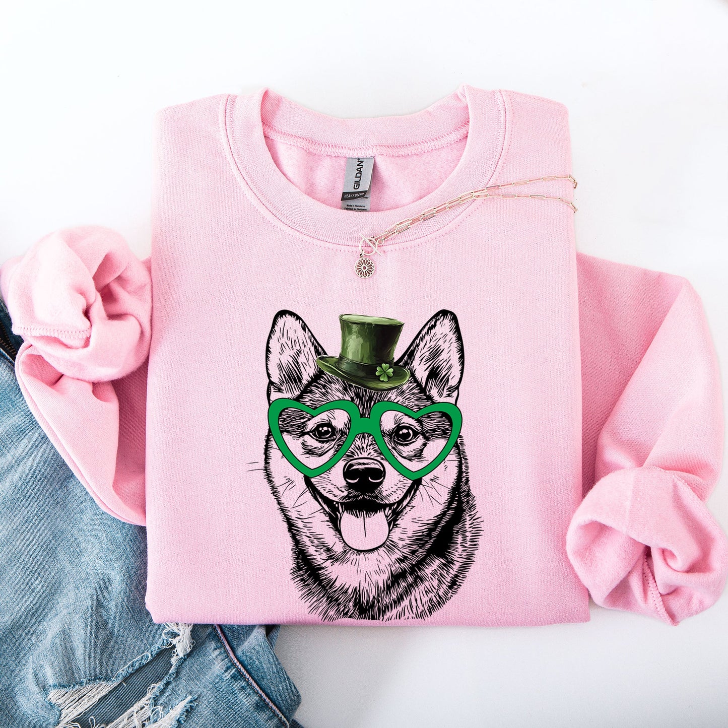 Shiba Inu, Adorable Dog, St Patrick's Day, Lucky, Irish Sweatshirt