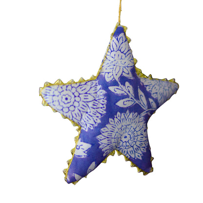 Gold Trimmed Cotton Star Ornaments