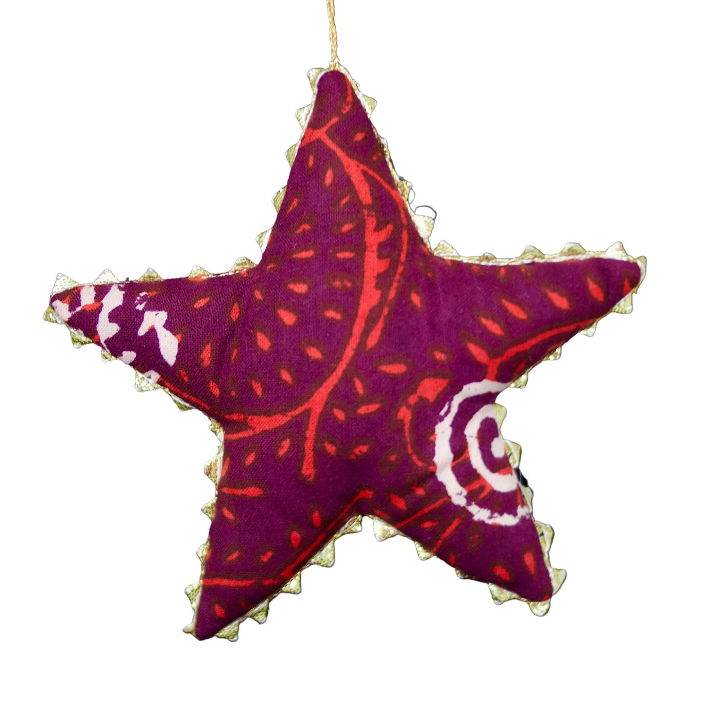 Gold Trimmed Cotton Star Ornaments