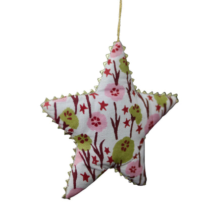 Gold Trimmed Cotton Star Ornaments