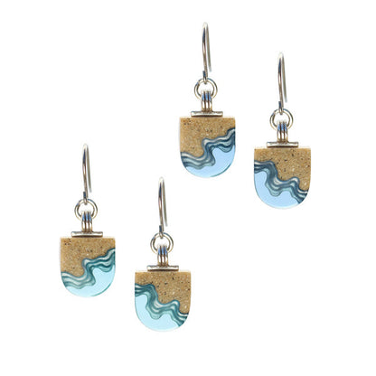 Shoreline Earrings – Aqua & Ultramarine Resin U-Shaped Drops
