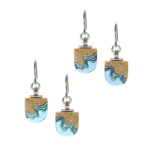 Shoreline Earrings – Aqua & Ultramarine Resin U-Shaped Drops
