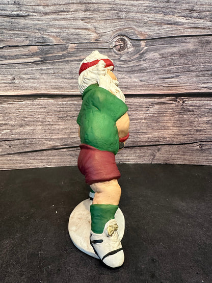 Ceramic Santa Playing Pickleball Figurine