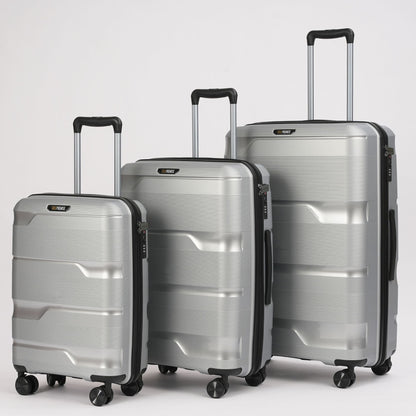 28-inch Silver Hardcase Roller Luggage (360° Wheels & TSA Lock)