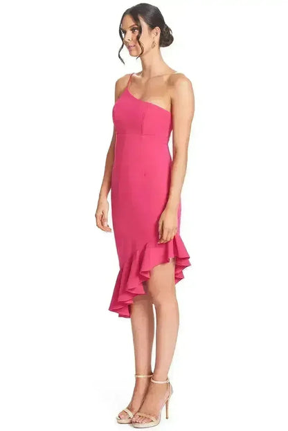 Rufflin' Round Dress - Asymmetric dress with ruffle hem