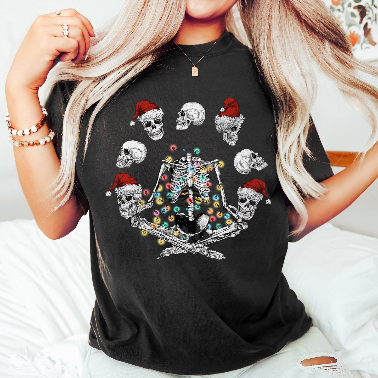 Skeleton Christmas, Juggling, Yoga, Santa, Comfort Colors Tshirt
