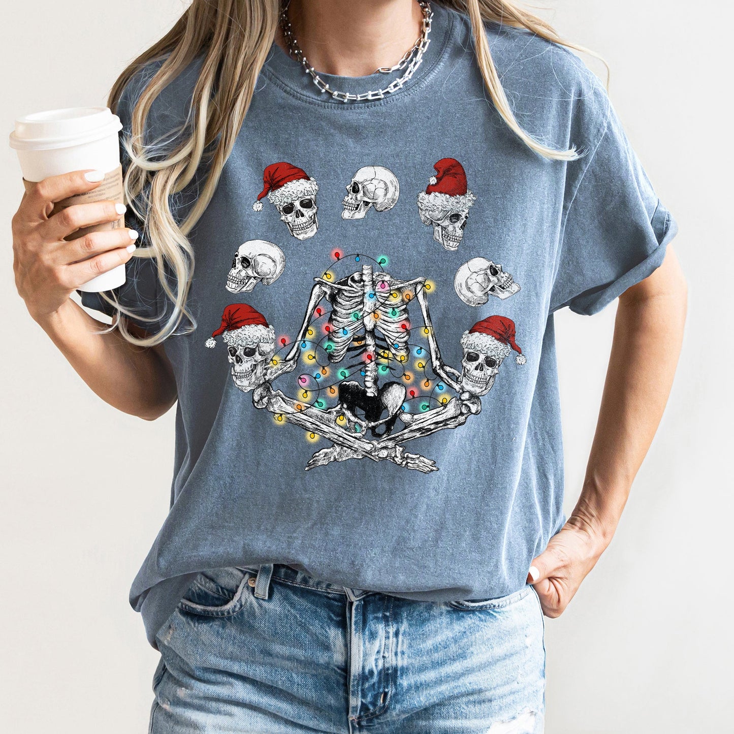 Skeleton Christmas, Juggling, Yoga, Santa, Comfort Colors Tshirt