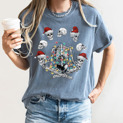 Skeleton Christmas, Juggling, Yoga, Santa, Comfort Colors Tshirt