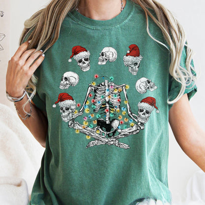 Skeleton Christmas, Juggling, Yoga, Santa, Comfort Colors Tshirt