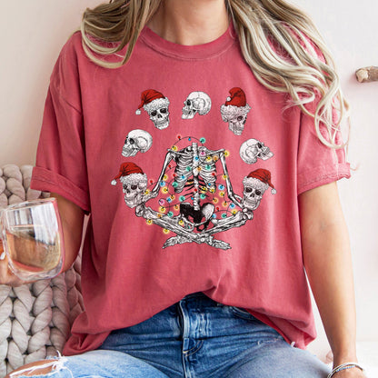 Skeleton Christmas, Juggling, Yoga, Santa, Comfort Colors Tshirt