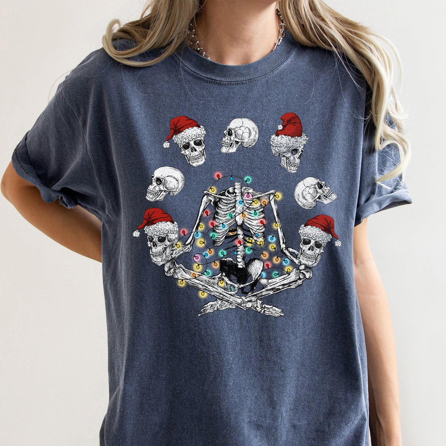Skeleton Christmas, Juggling, Yoga, Santa, Comfort Colors Tshirt