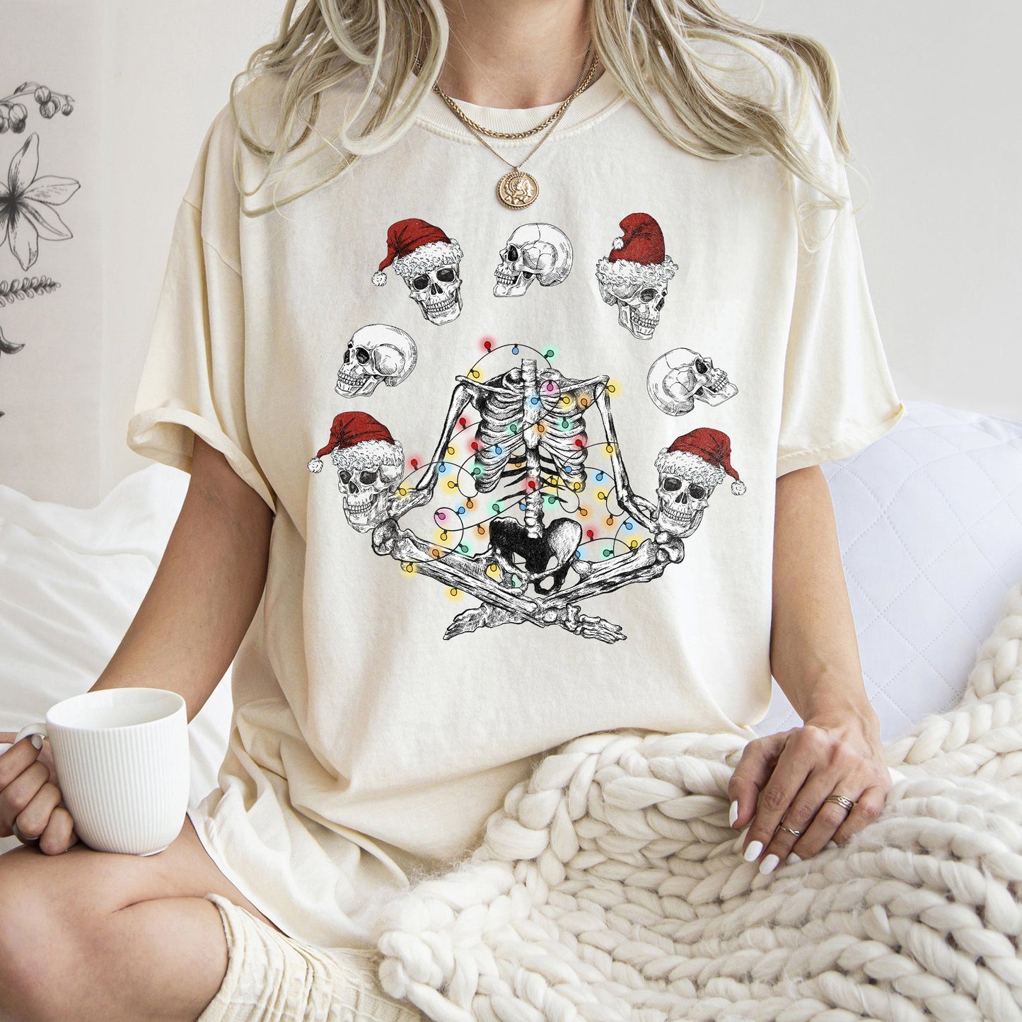 Skeleton Christmas, Juggling, Yoga, Santa, Comfort Colors Tshirt