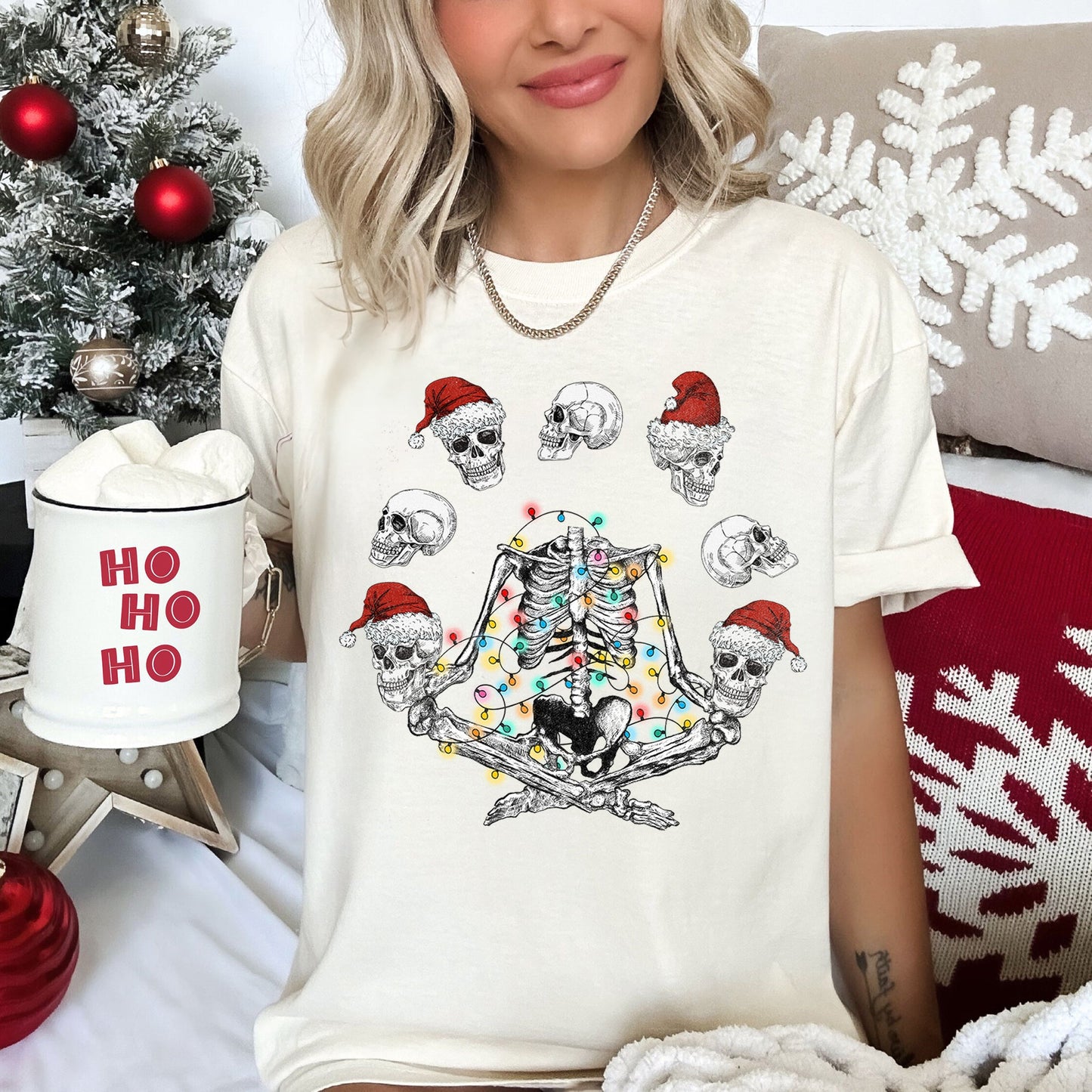 Skeleton Christmas, Juggling, Yoga, Santa, Comfort Colors Tshirt