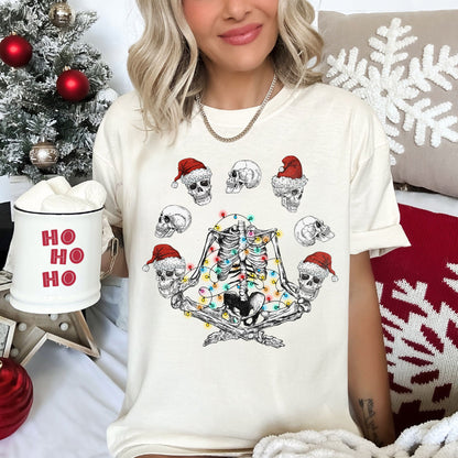 Skeleton Christmas, Juggling, Yoga, Santa, Comfort Colors Tshirt