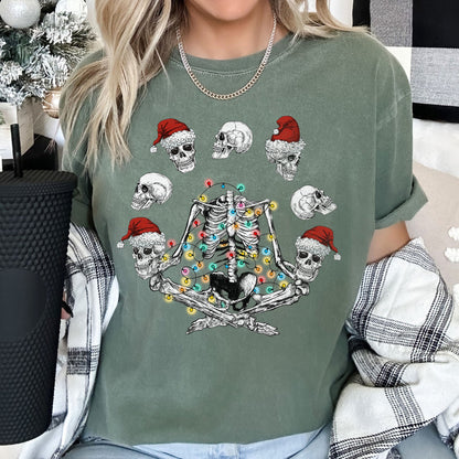 Skeleton Christmas, Juggling, Yoga, Santa, Comfort Colors Tshirt