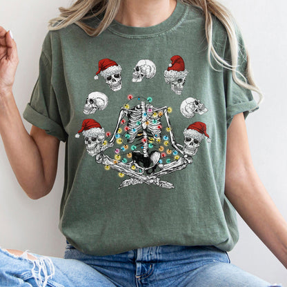Skeleton Christmas, Juggling, Yoga, Santa, Comfort Colors Tshirt