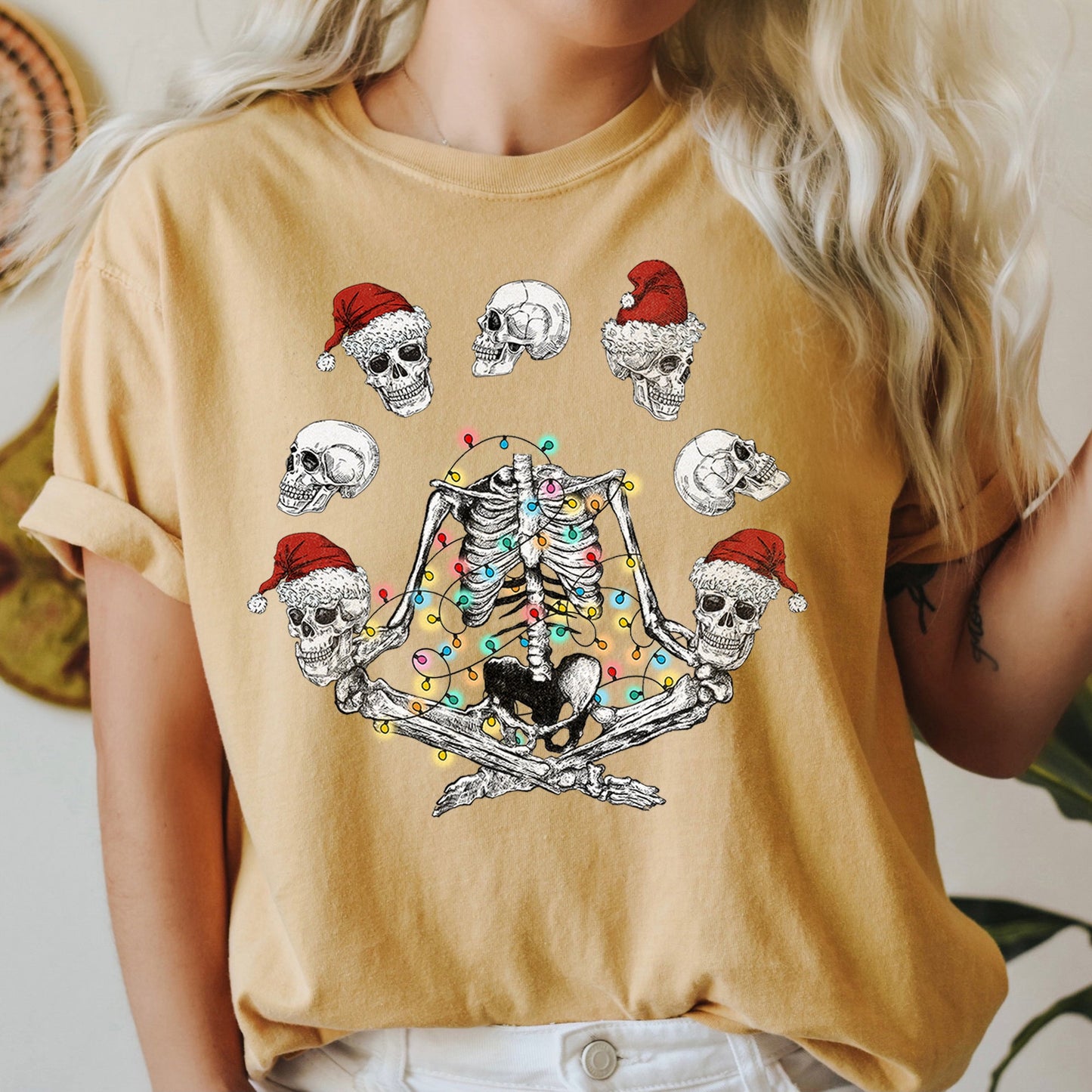 Skeleton Christmas, Juggling, Yoga, Santa, Comfort Colors Tshirt