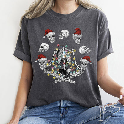 Skeleton Christmas, Juggling, Yoga, Santa, Comfort Colors Tshirt