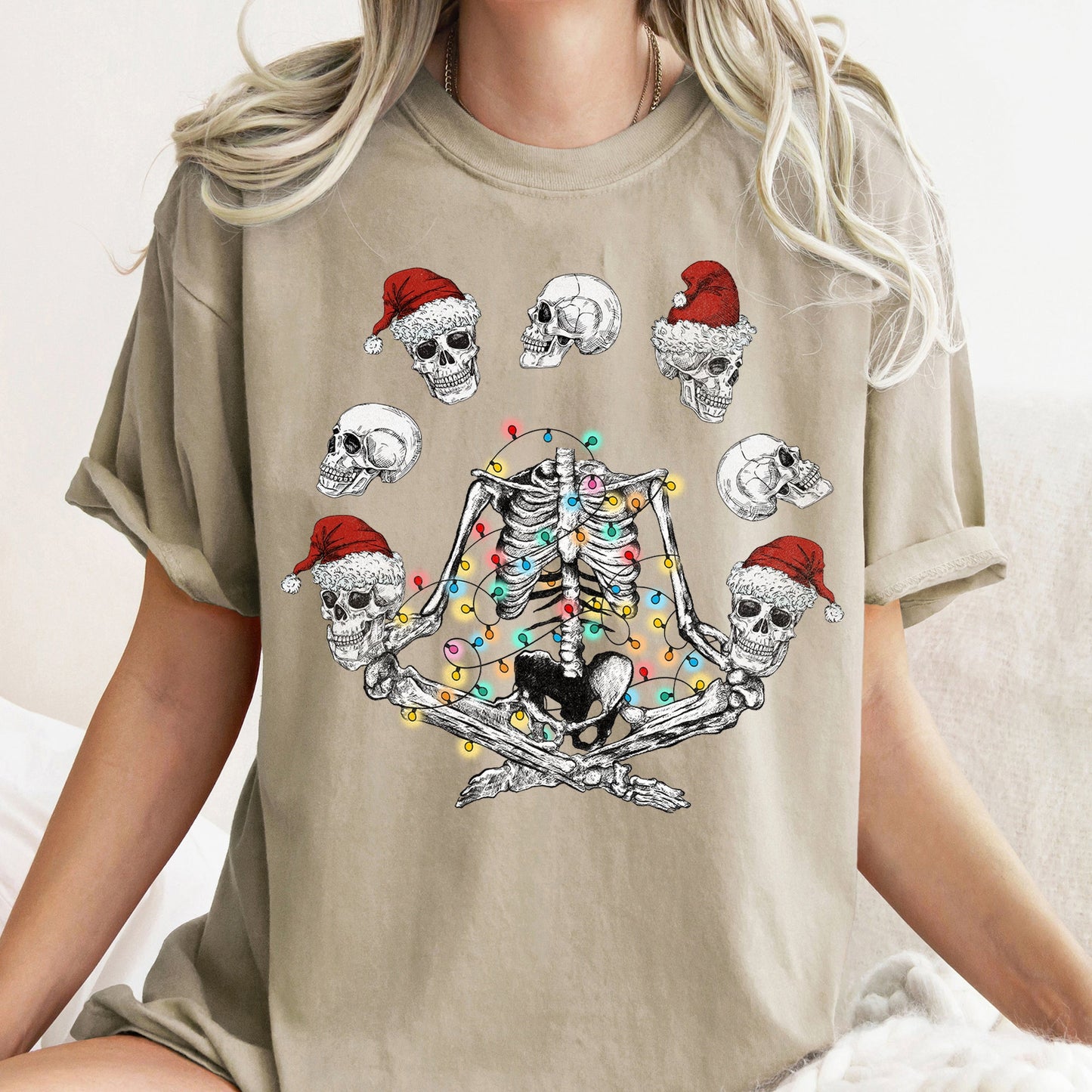 Skeleton Christmas, Juggling, Yoga, Santa, Comfort Colors Tshirt