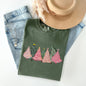 Sketched Christmas Trees, Christmas Heart, Vibrant, Winter, Snow, Xmas Tshirt Comfort Colors T-Shirt