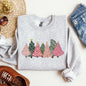 Sketched Christmas Trees, Christmas Heart, Vibrant, Winter, Snow, Xmas Sweatshirt