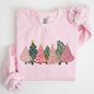 Sketched Christmas Trees, Christmas Heart, Vibrant, Winter, Snow, Xmas Sweatshirt