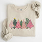 Sketched Christmas Trees, Christmas Heart, Vibrant, Winter, Snow, Xmas Sweatshirt