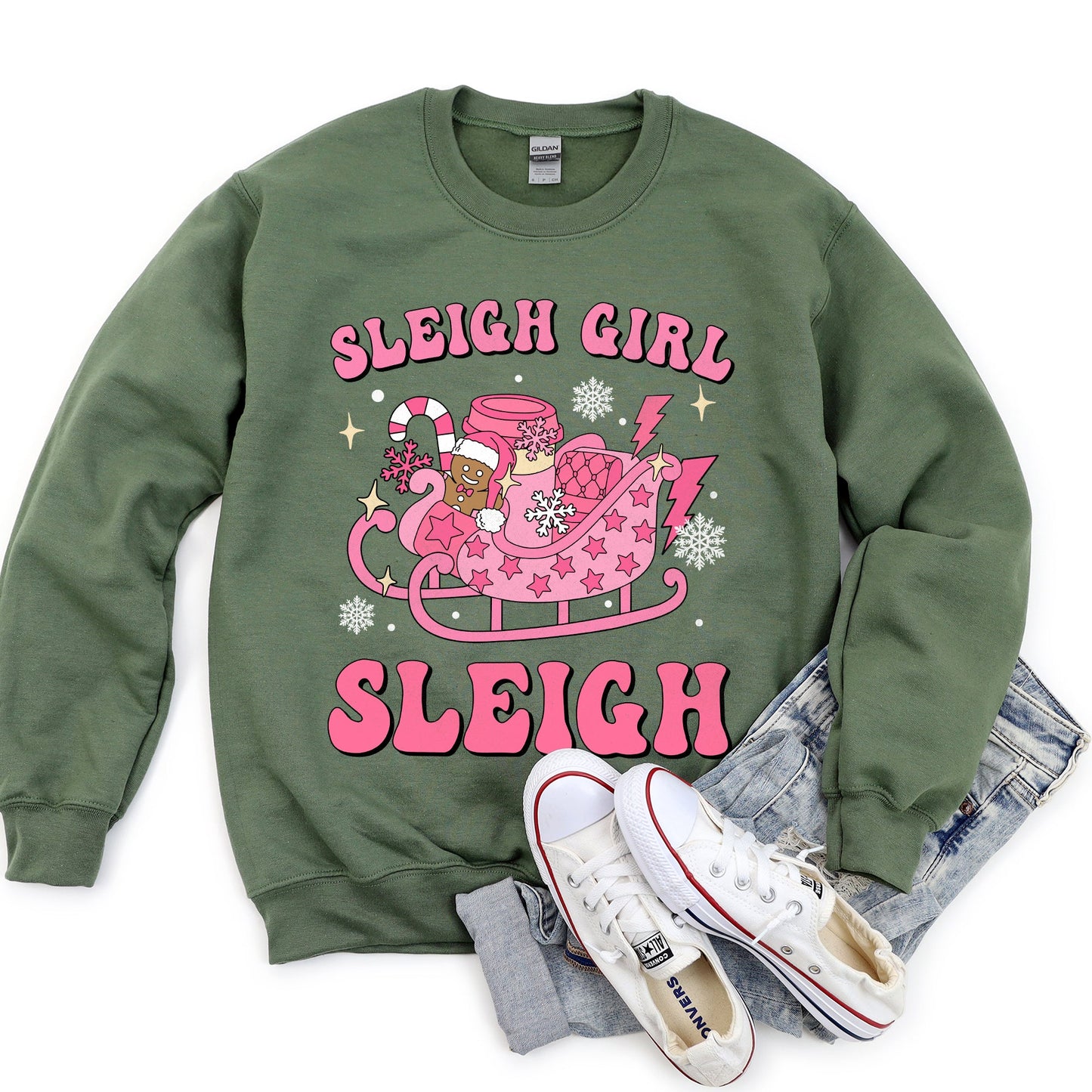 Sleigh Girl Sleigh, Christmas Retro Sweatshirt