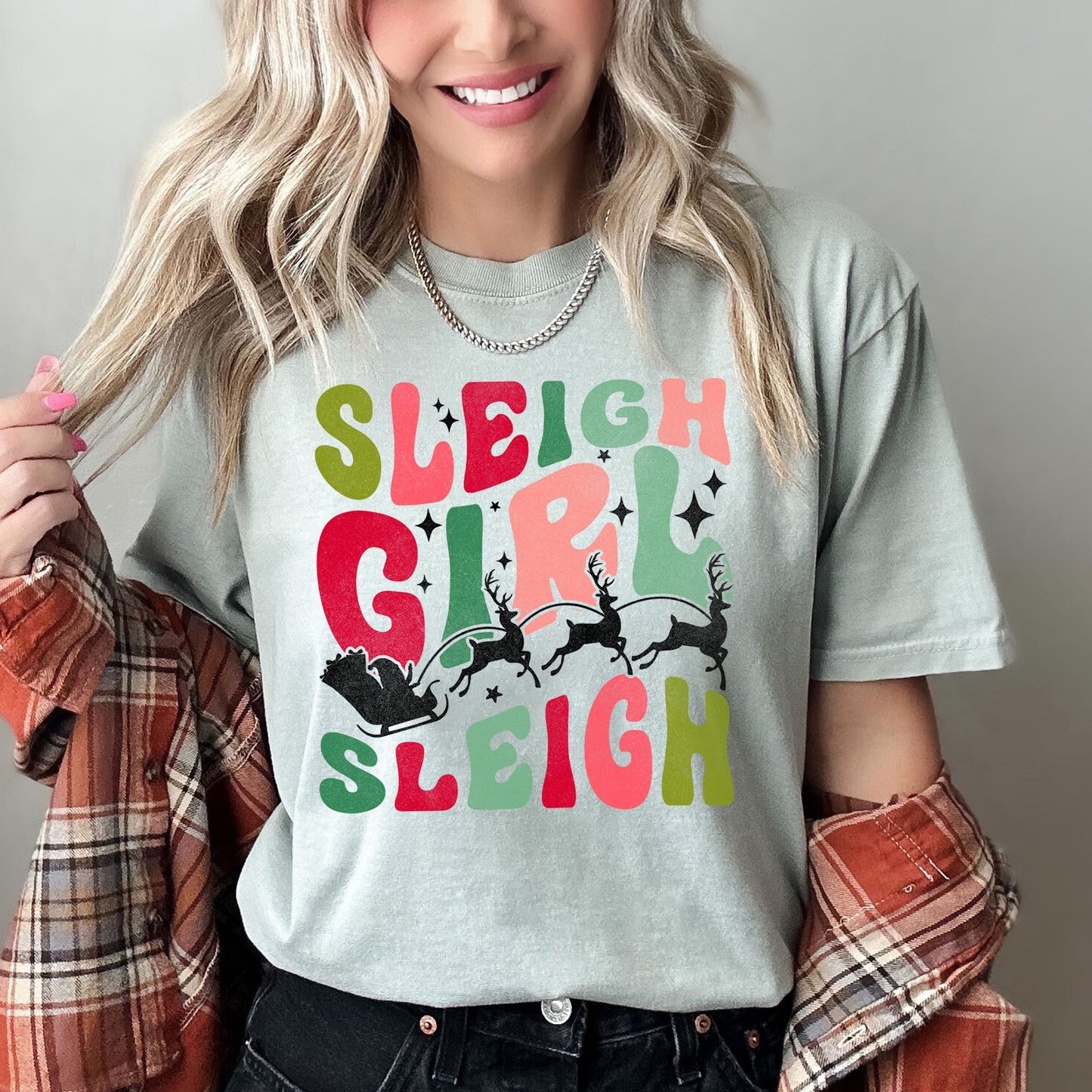 Sleigh Girl Sleigh, Santa, Christmas, Retro, Comfort Colors Tshirt