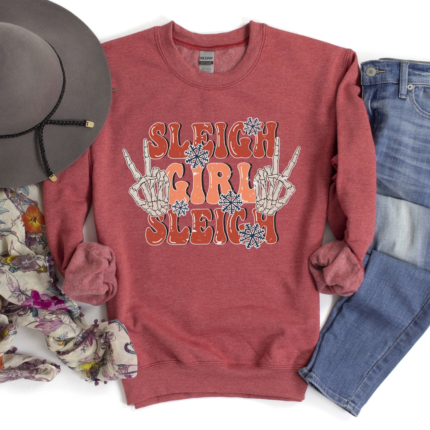 Sleigh Girl Sleigh, Skeleton, Christmas Sweatshirt