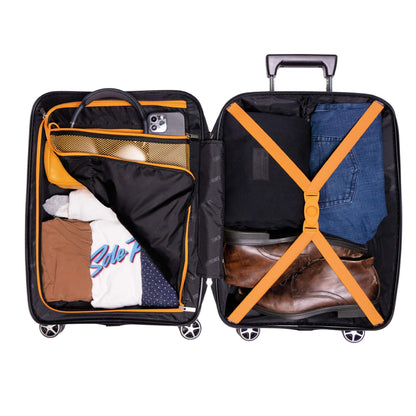 20-inch Black Carry-On Hardcase Roller Luggage with 360° Wheels