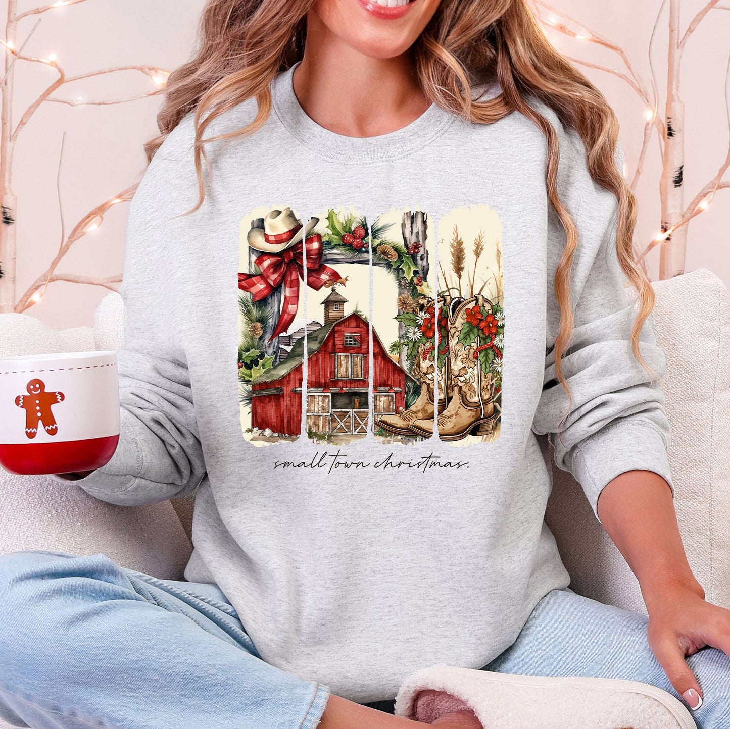 Small Town Christmas, Country, Farm Life, Santa Sweatshirt