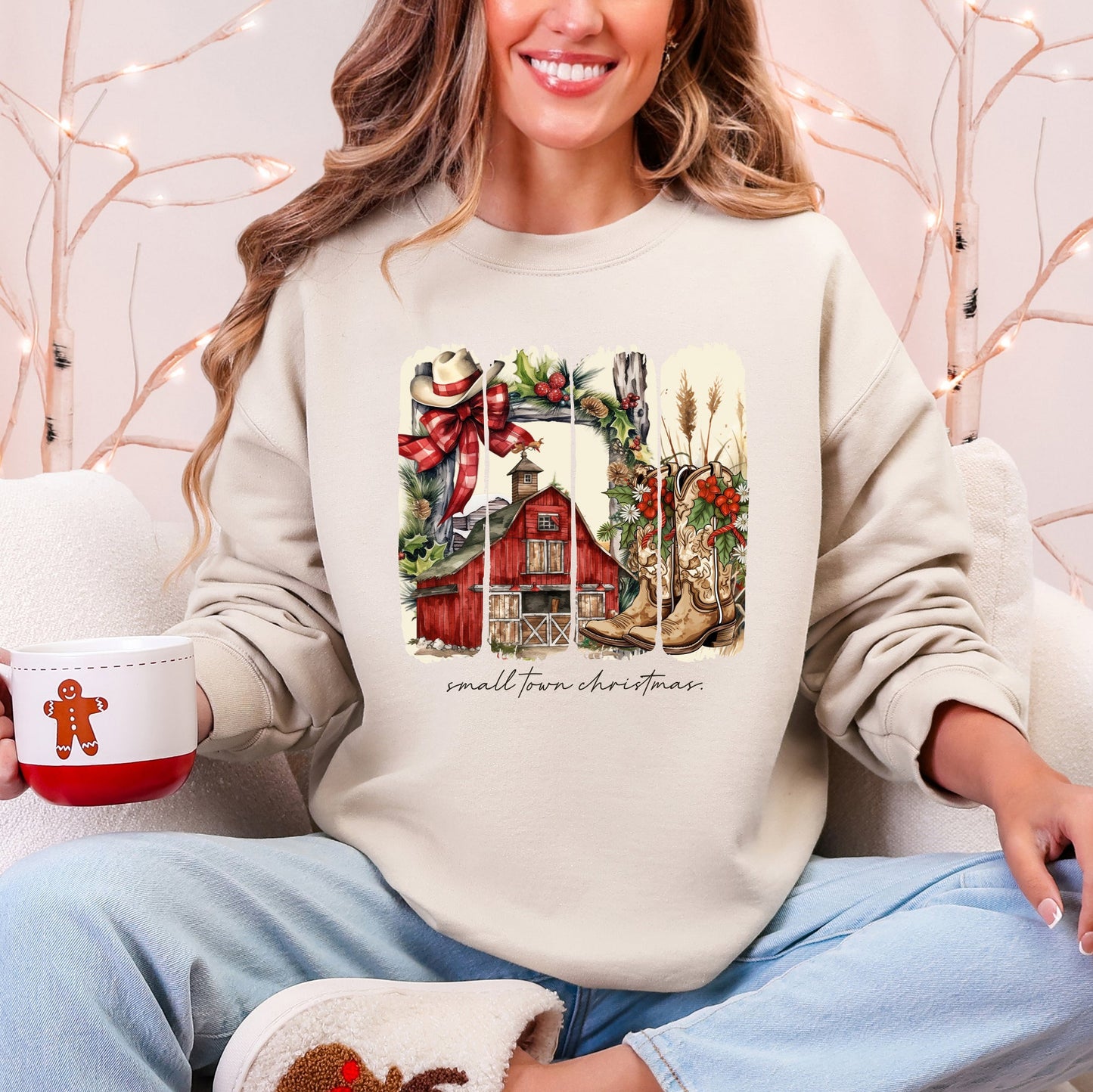 Small Town Christmas, Country, Farm Life, Santa Sweatshirt