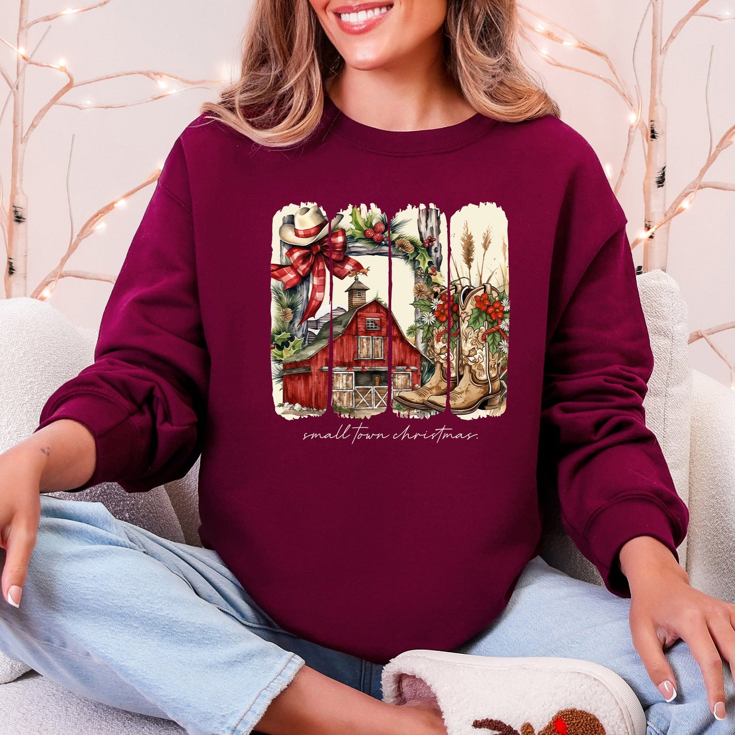 Small Town Christmas, Country, Farm Life, Santa Sweatshirt
