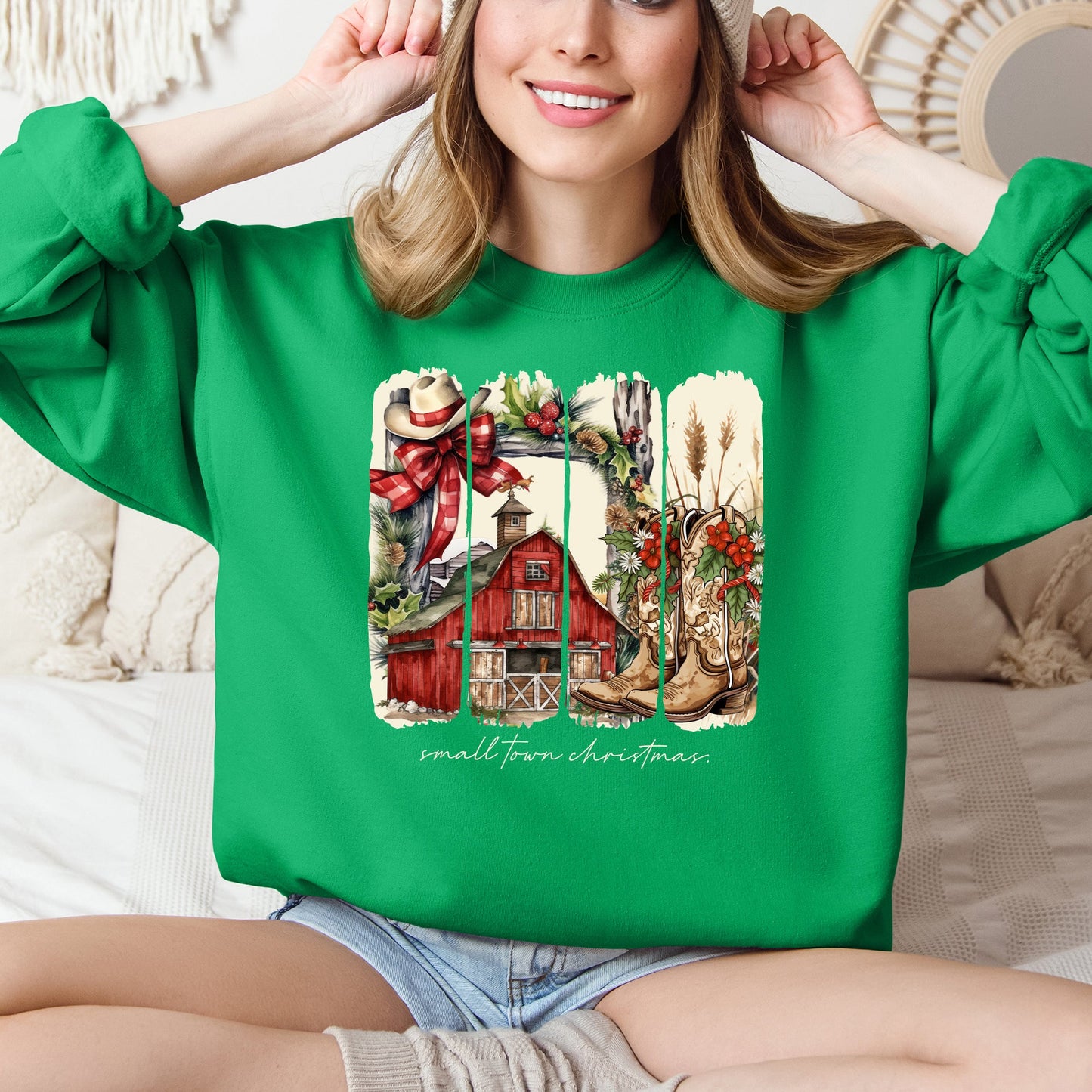 Small Town Christmas, Country, Farm Life, Santa Sweatshirt