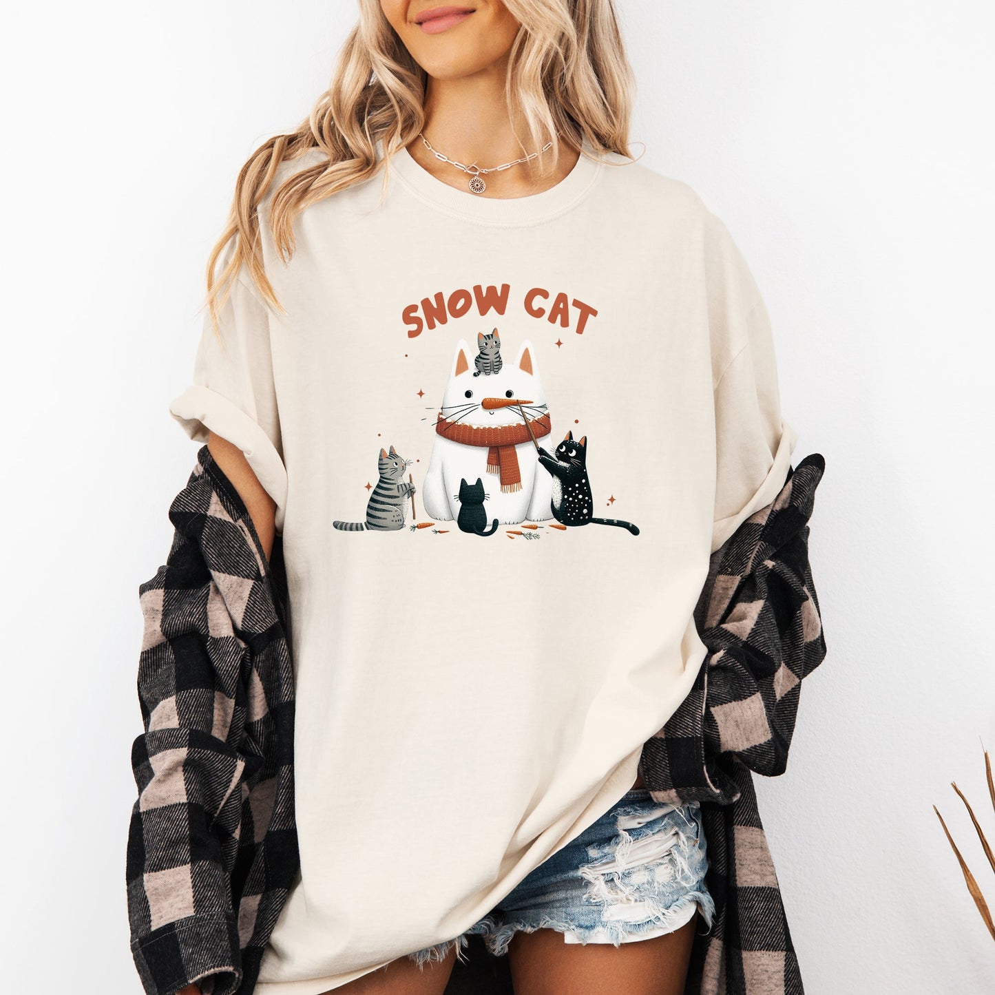 Snow Cat, Snowman, Cats, Christmas, Winter Tshirt Comfort Colors T-Shirt