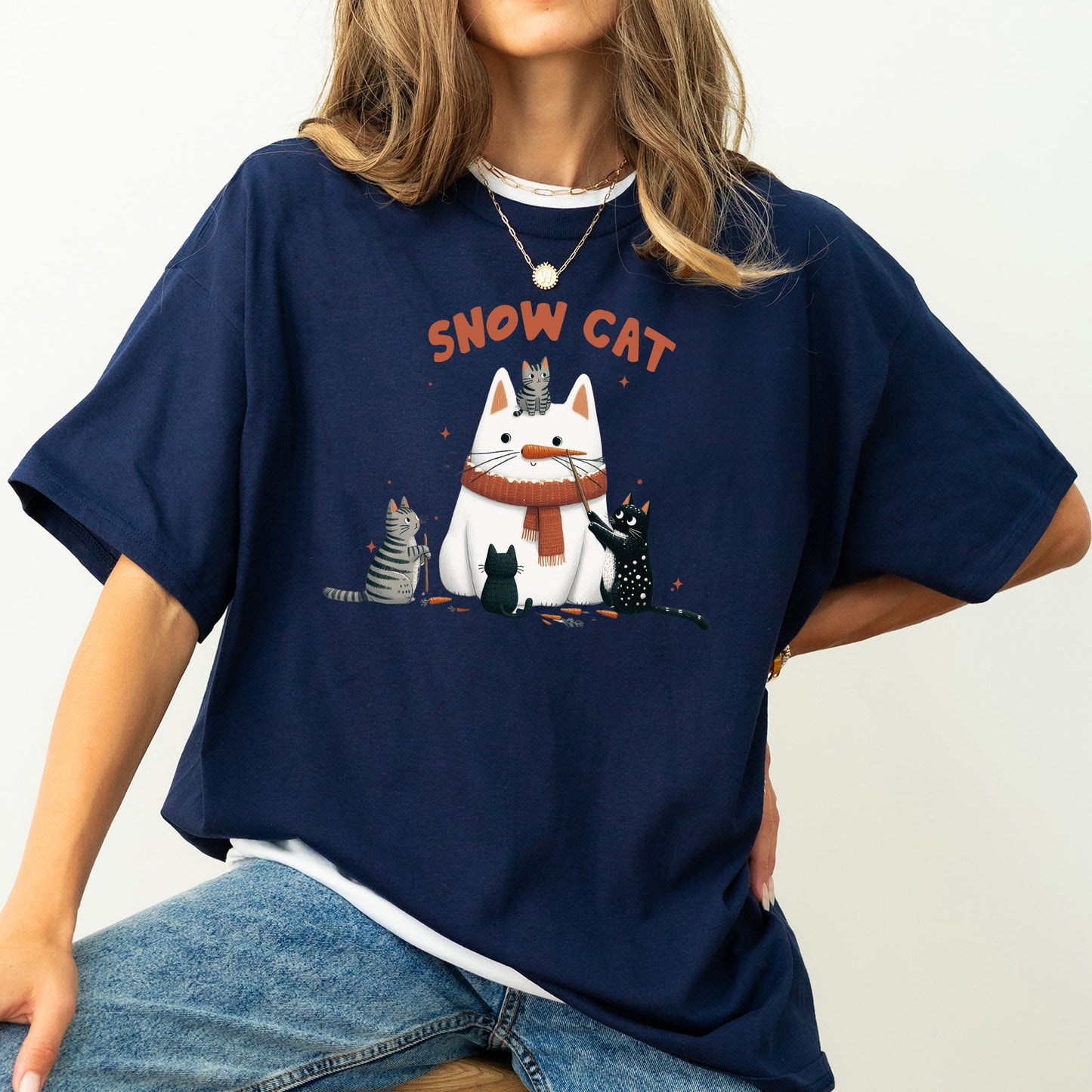 Snow Cat, Snowman, Cats, Christmas, Winter Tshirt Comfort Colors T-Shirt