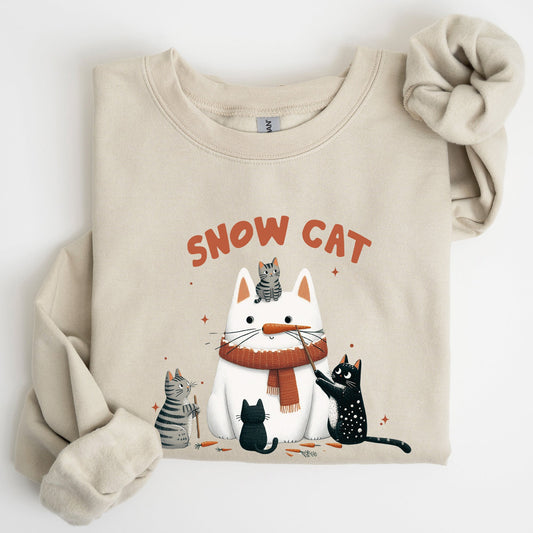 Snow Cat, Snowman, Cats, Christmas, Winter Sweatshirt
