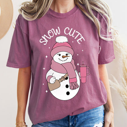 Snow Cute, Bougie Snowman, Christmas, BooJee, Comfort Colors Tshirt
