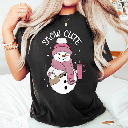 Snow Cute, Bougie Snowman, Christmas, BooJee, Comfort Colors Tshirt