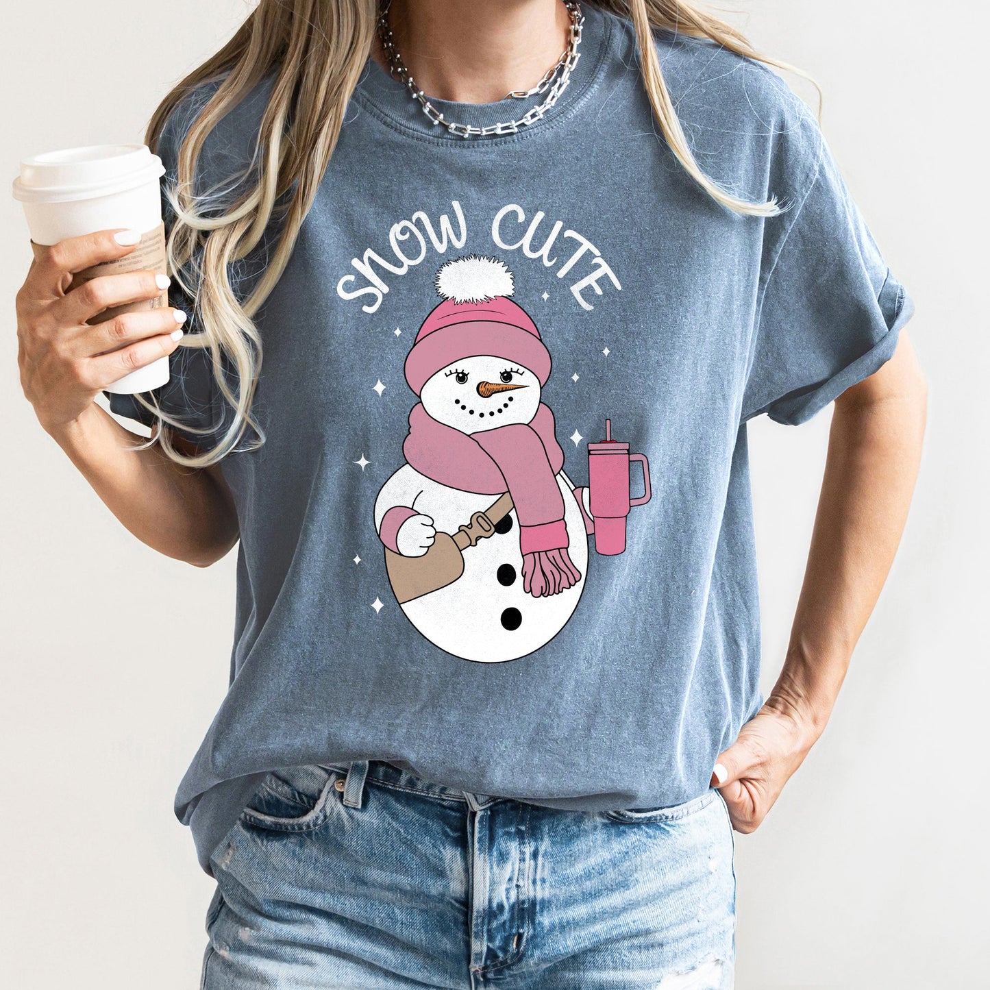 Snow Cute, Bougie Snowman, Christmas, BooJee, Comfort Colors Tshirt