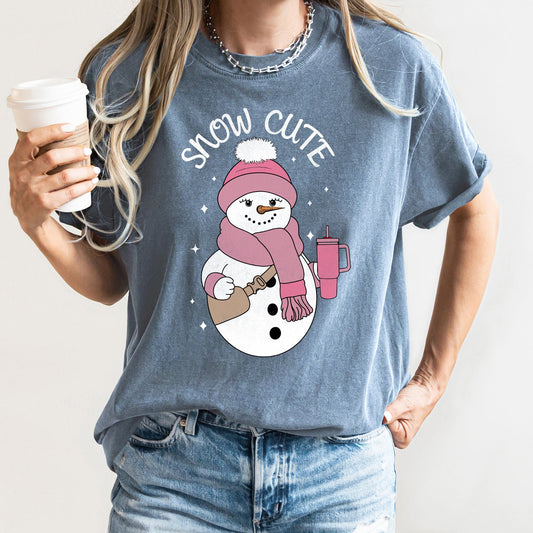 Snow Cute, Bougie Snowman, Christmas, BooJee, Comfort Colors Tshirt