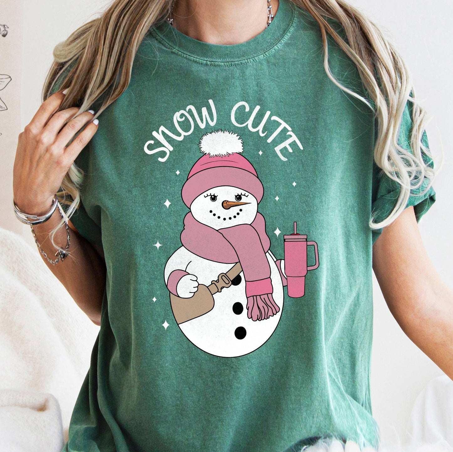 Snow Cute, Bougie Snowman, Christmas, BooJee, Comfort Colors Tshirt