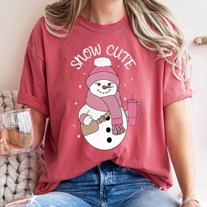 Snow Cute, Bougie Snowman, Christmas, BooJee, Comfort Colors Tshirt