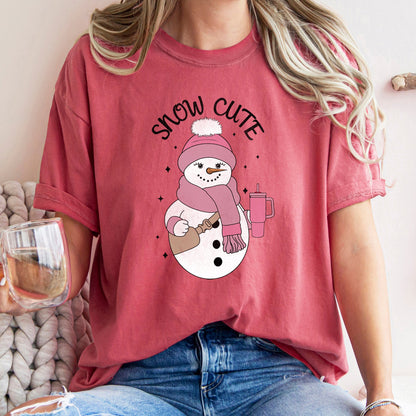 Snow Cute, Bougie Snowman, Christmas, BooJee, Comfort Colors Tshirt