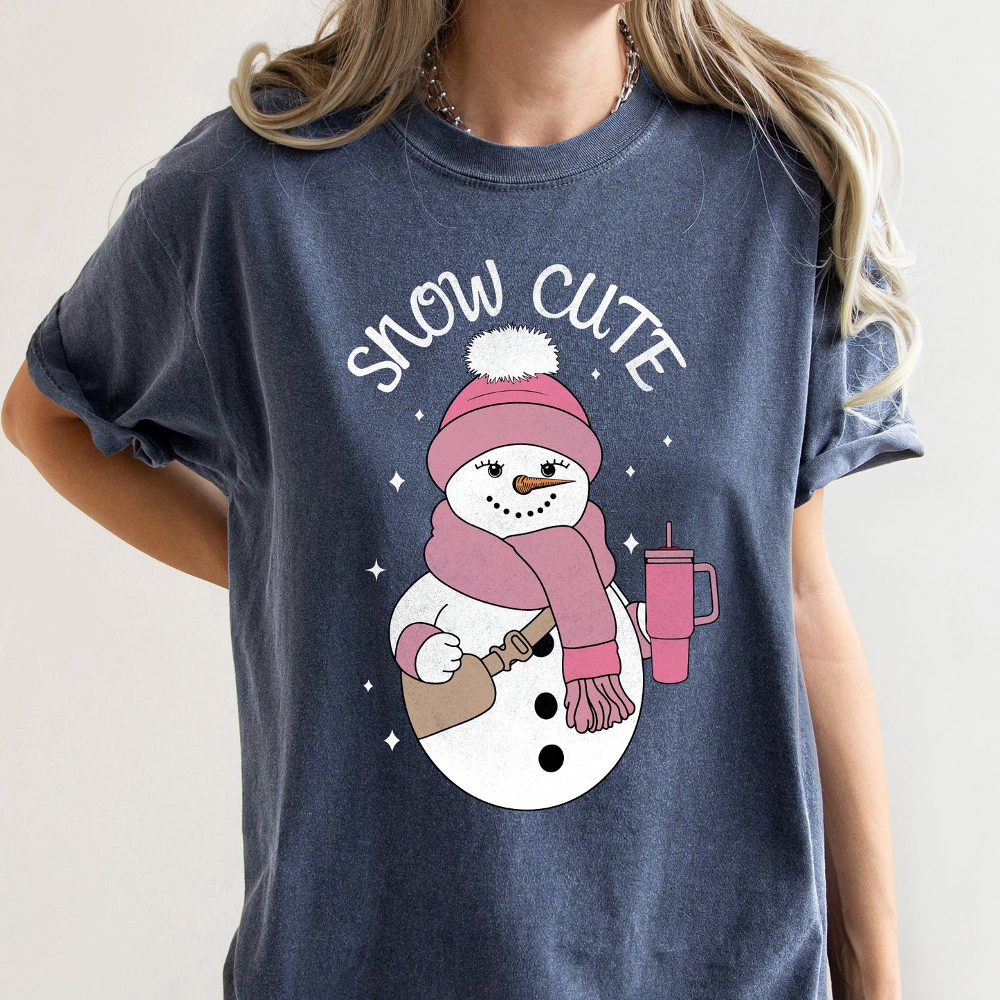 Snow Cute, Bougie Snowman, Christmas, BooJee, Comfort Colors Tshirt